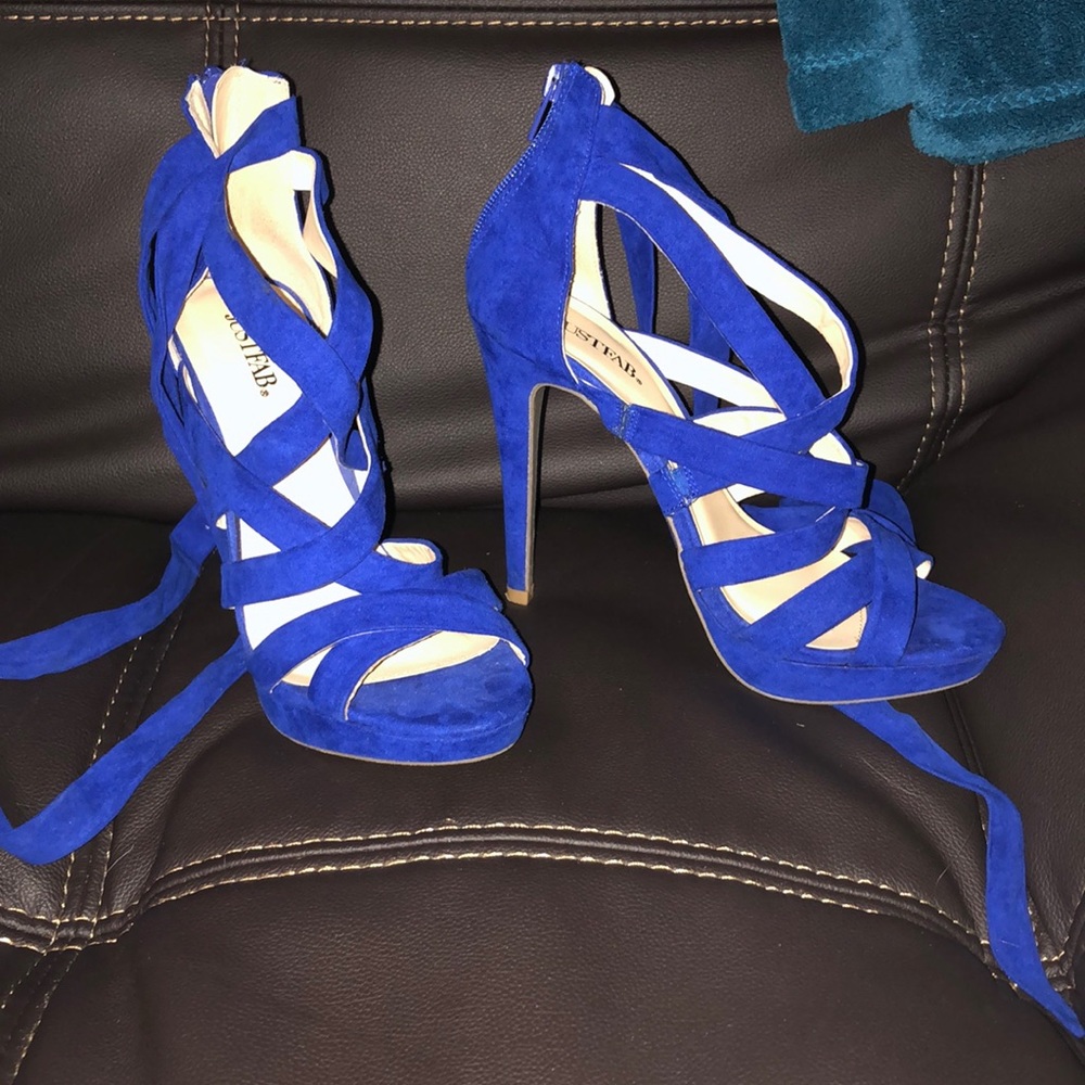Blue Lace-Up Heels
